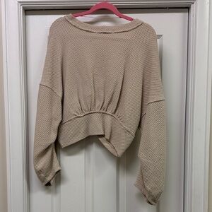 We The Free Beige Waffle Knit Top